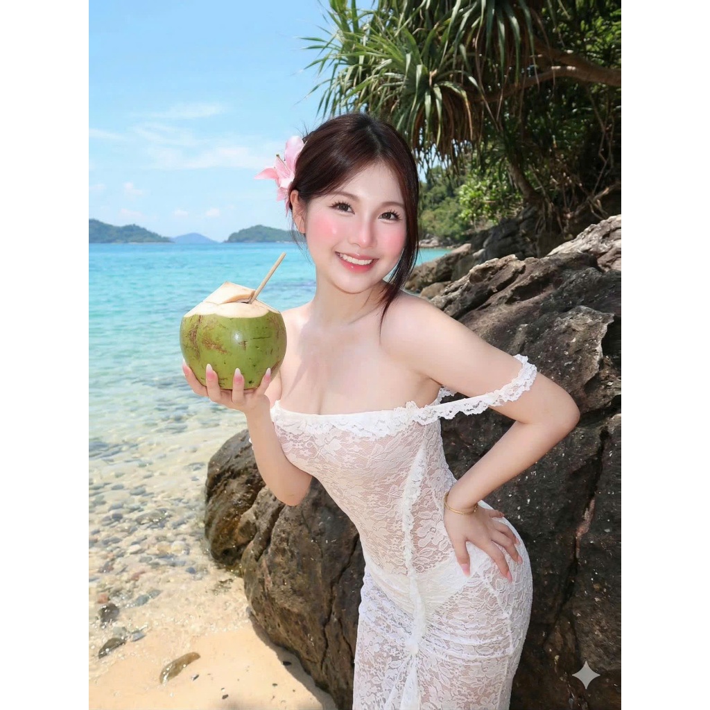 [ĐỢI 10 NGÀY]- Set bikini đầm ren lưới đi biển