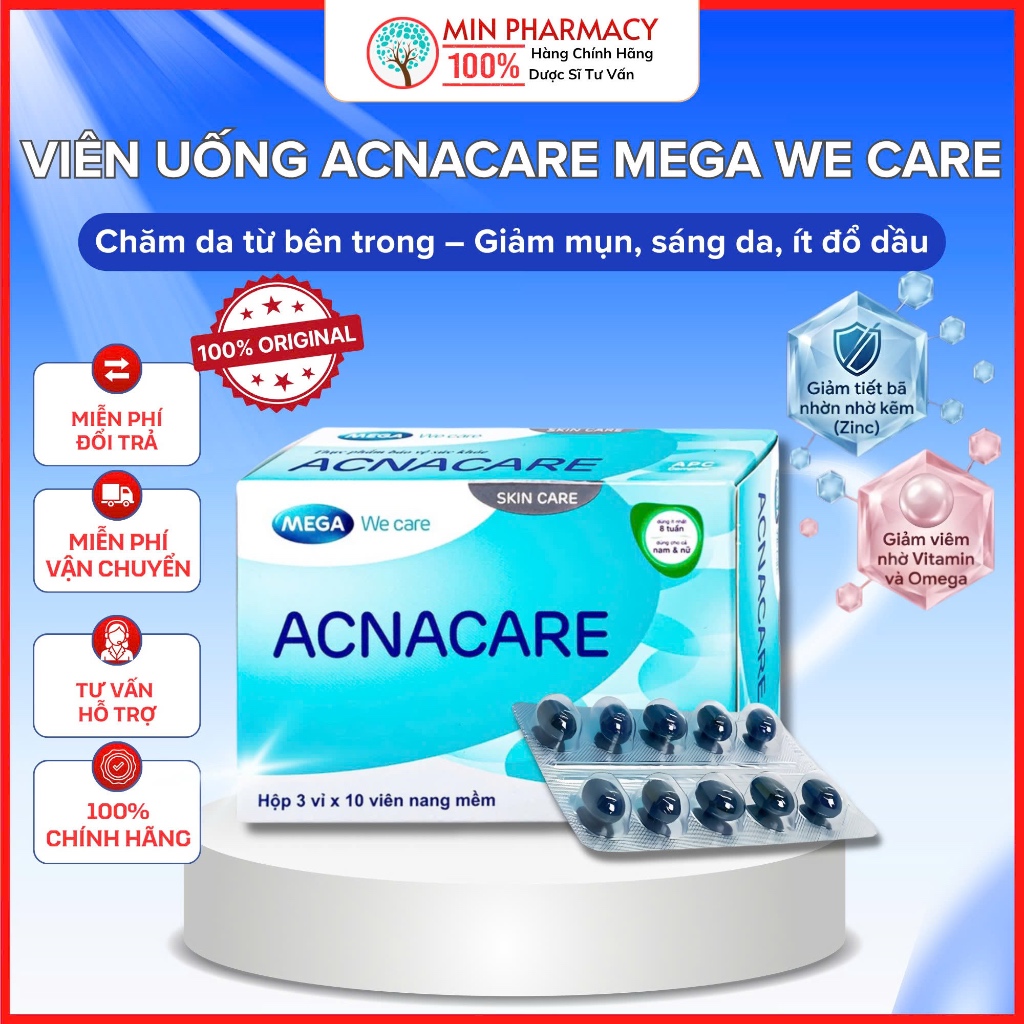 Viên Uống Ngừa Mụn Acnacare Mega We Care 30 Viên - Minpharmacy