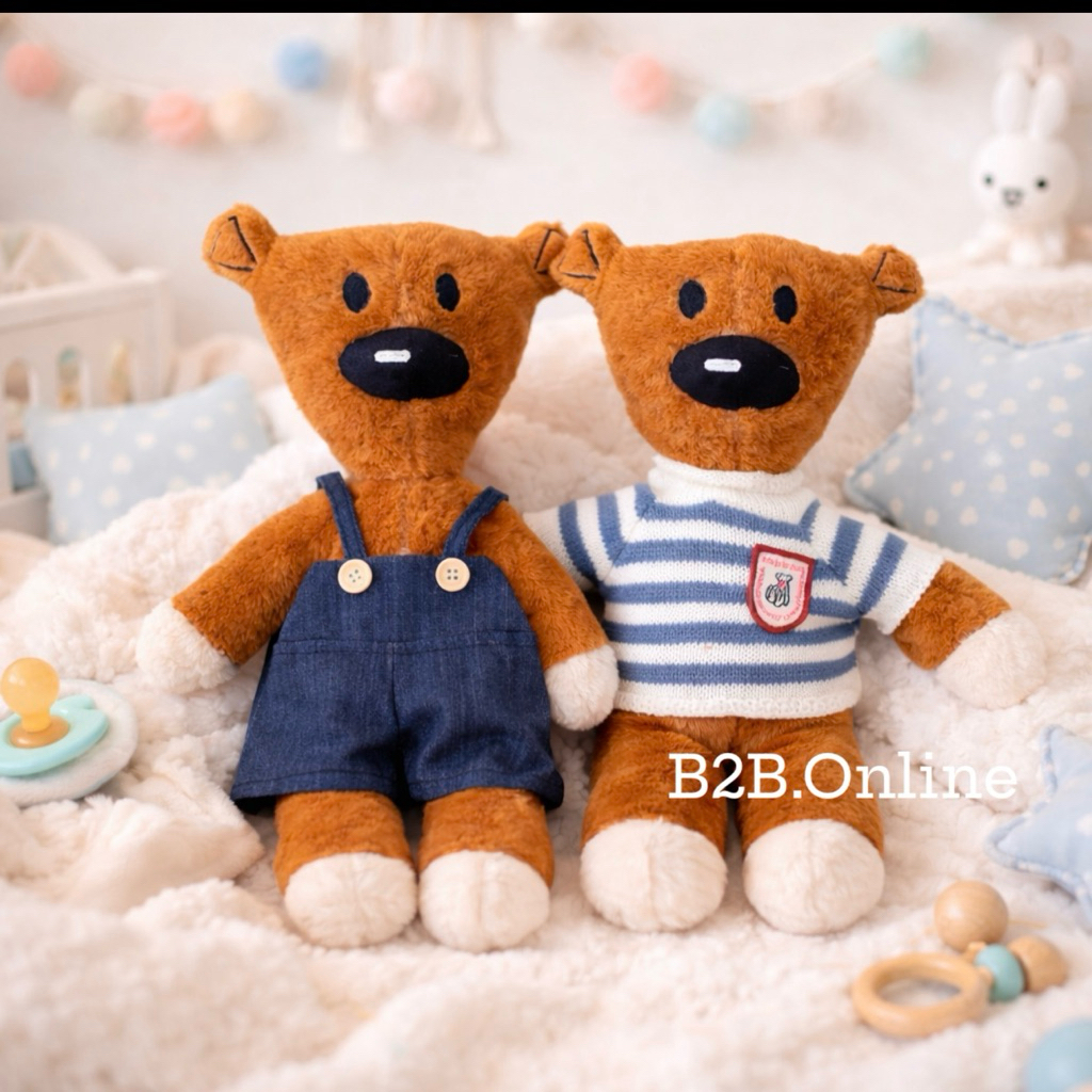 Gấu Bông Mr.Bean Kèm Quần Áo, Gấu Teddy Nâu Tuổi Thơ, Gấu Mr Bean Hoạt Hình Dễ Thương