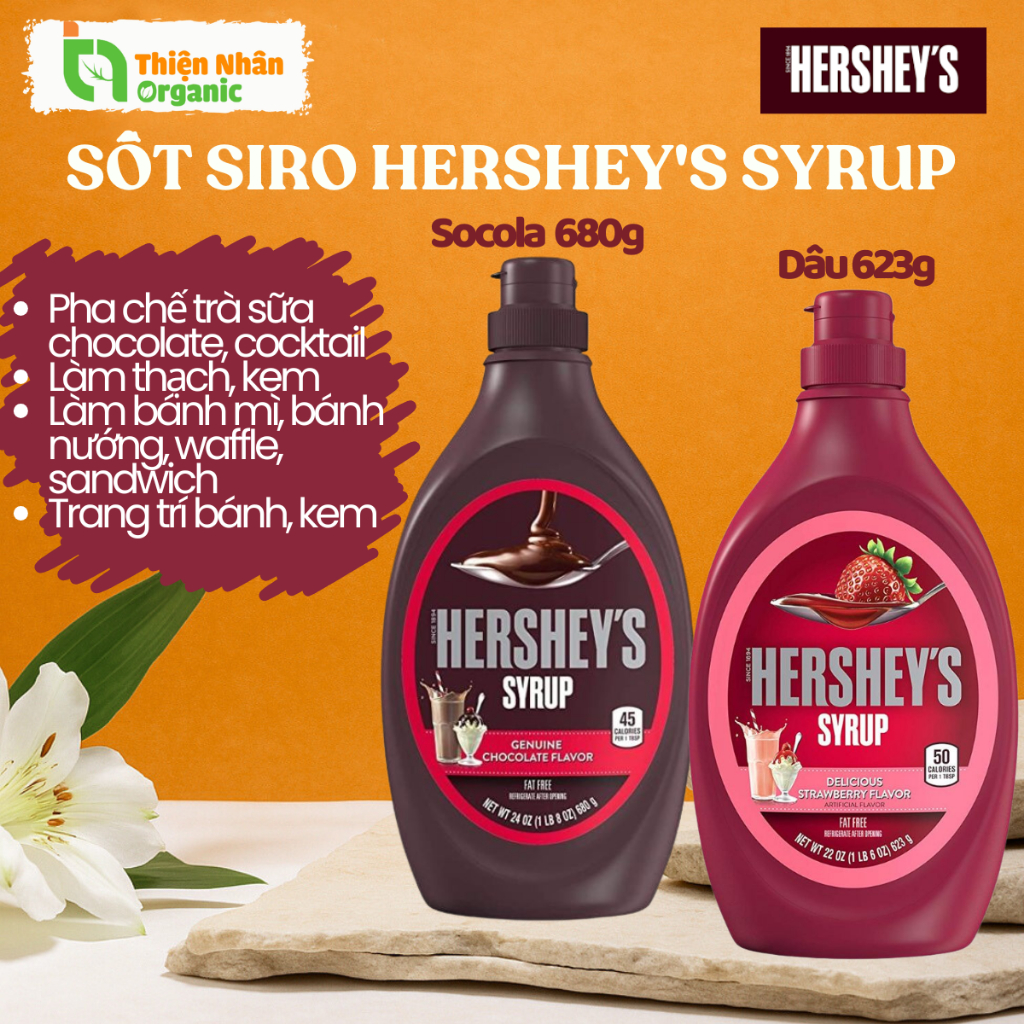 Sốt Siro Socola Dâu HERSHEY'S Syrup Chocolate Strawberry Dùng Pha Chế Làm Bánh