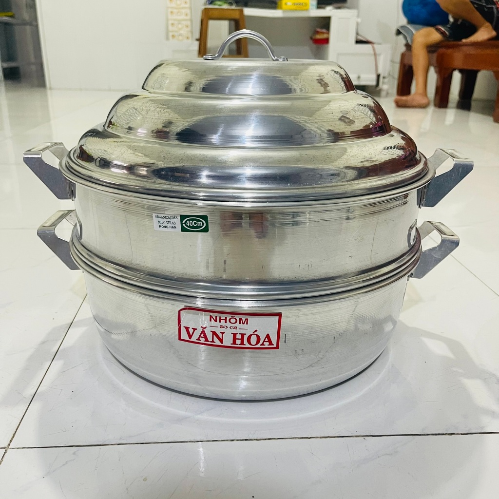Nồi Hấp 2 Tầng Đủ Size 30cm 34cm 38cm 40cm 42cm Nhôm Văn Hóa Chất Lượng