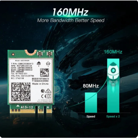 Card WiFi Intel AX210 WiFi 6E + RTL8852CE WiFi 6 Bluetooth 5.3/5.2 M.2 2230 NGW Laptop PC Tốc Độ Cao