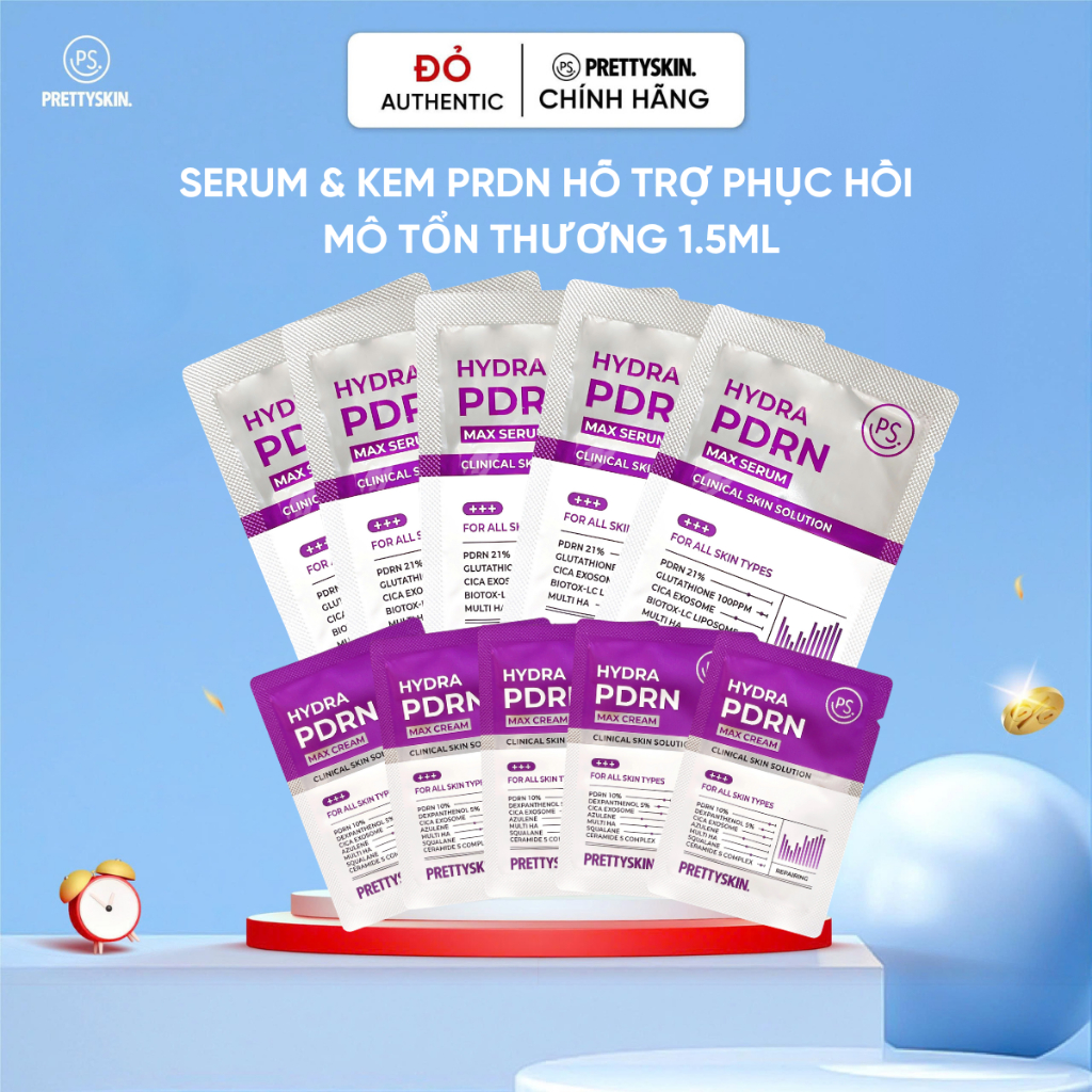 Sample Mini 1.5ml Kem Dưỡng Serum PDRN Cấp Ẩm Sâu Làm Dịu Da Nhạy Cảm, Hỗ Trợ Phục Hồi & Củng Cố Hàng Rào Da Prettyskin