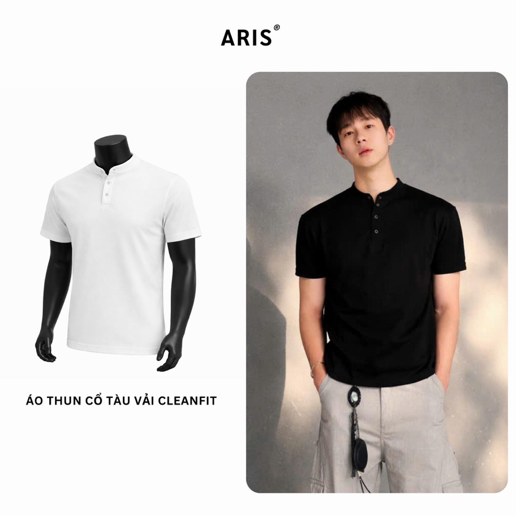 Áo thun cổ tàu Crop Cleanfit ARIS.STU cotton 4 chiều mềm mịn thoáng mát unisex basic AT17