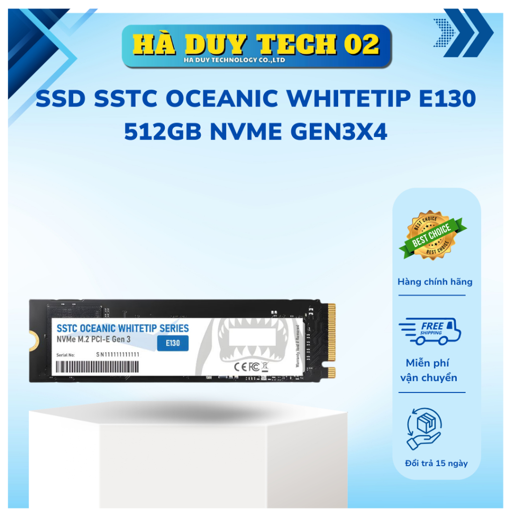 SSD SSTC OCEANIC WHITETIP E130 512GB NVME GEN3x4 - Chính Hãng - Bảo Hành 36T - Ha Duy Tech