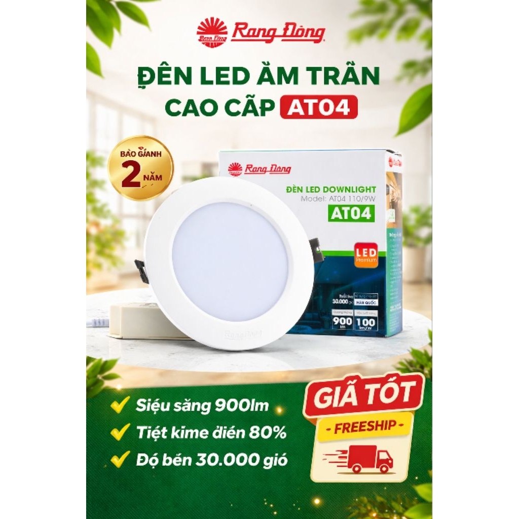 [Chính Hãng] Đèn Âm Trần At04 8w/10w/12w/16w/25w Rạng Đông.