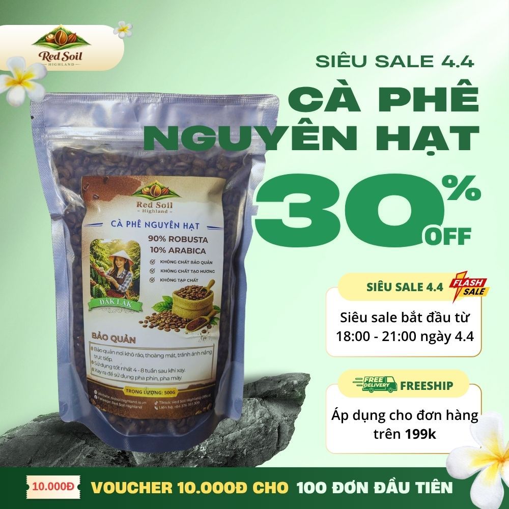 Cà Phê Nguyên Hạt Robusta 90% Abarica 10%  Đậm Đà Thơm Nồng Rang Theo Tiêu Chuẩn 3 Không