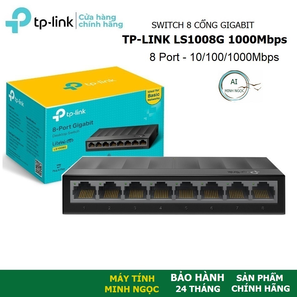 Bộ chia mạng Lan 8 Cổng TPLink LS1008G Gigabit 100/1000 Mbps (TP-Link TL-LS1008G Gigabit RJ45 100/10