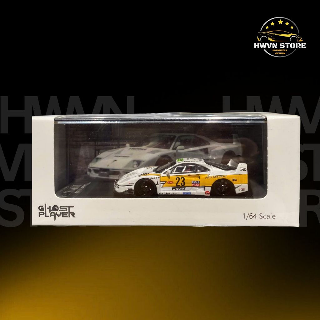 Xe mô hình hộp Mica GhostPlayer Ferrari F40 LBWK màu vàng