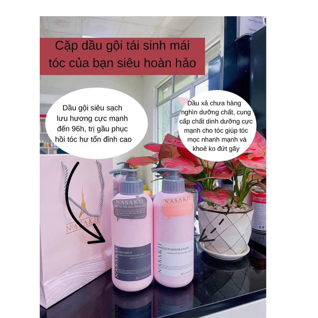 CẶP DẦU GỘI XẢ NASAKII 1000ML lưu hương mềm tóc suôn mượt phục hồi tóc giảm tóc gãy rụng, bảo vệ mái