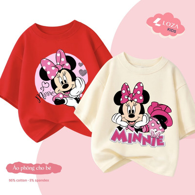 Áo phông trẻ em MINNIE nhiều màu chất liệu thun coton size từ 15-40kg- CA014