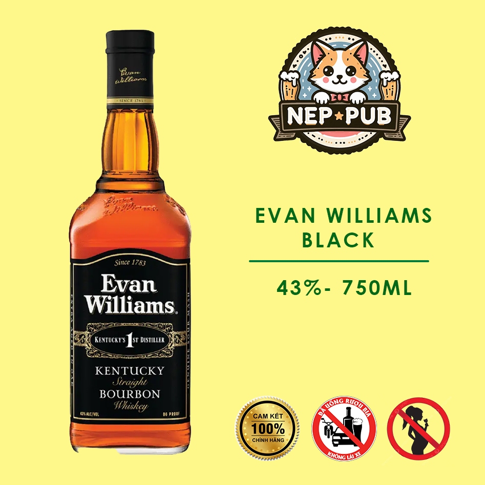 EVAN WILLIAMS BLACK whiskey bourbon Mỹ