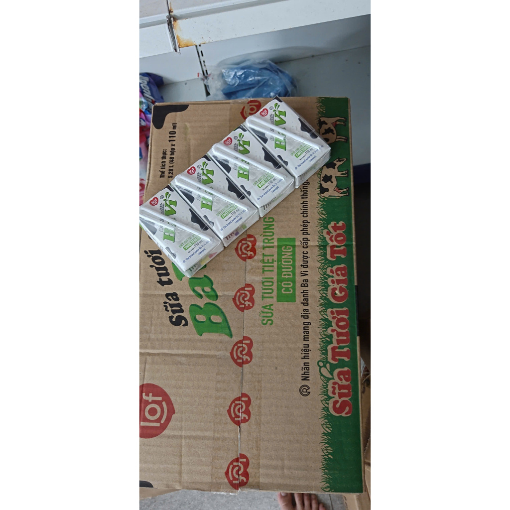 Thùng 48 Hộp Sữa Tươi Ba Vì Lof Có Đường 110ml/180ml....
