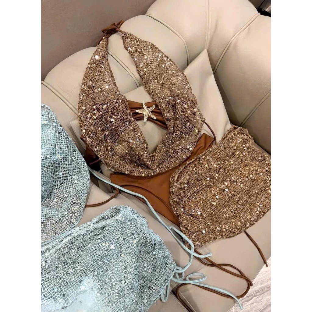 Set đồ đi biển, 4 món CỔ ĐỔ lưới cườm, áo đính sao biển sang chảnh kèm váy Zip LB59 Lanbishop | BigBuy360 - bigbuy360.vn