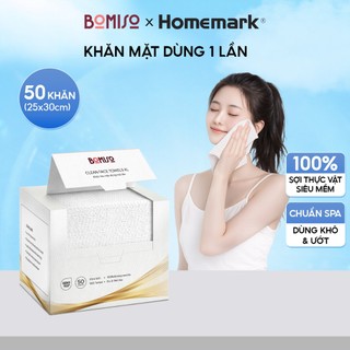 Khăn Lau Mặt Dùng 1 Lần | Khăn Mặt Khô Size Lớn 25x30cm | Siêu Dày Cho Da Nhạy Cảm | Bomiso Homemark