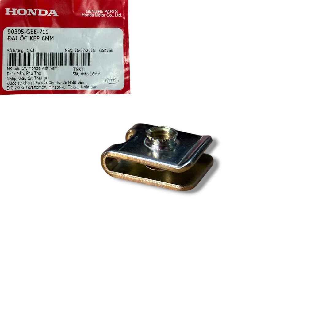 Đai ốc kẹp 6MM xe Air Blade 2013-2015, Sh mode 2016-2019 (90305GEE710)