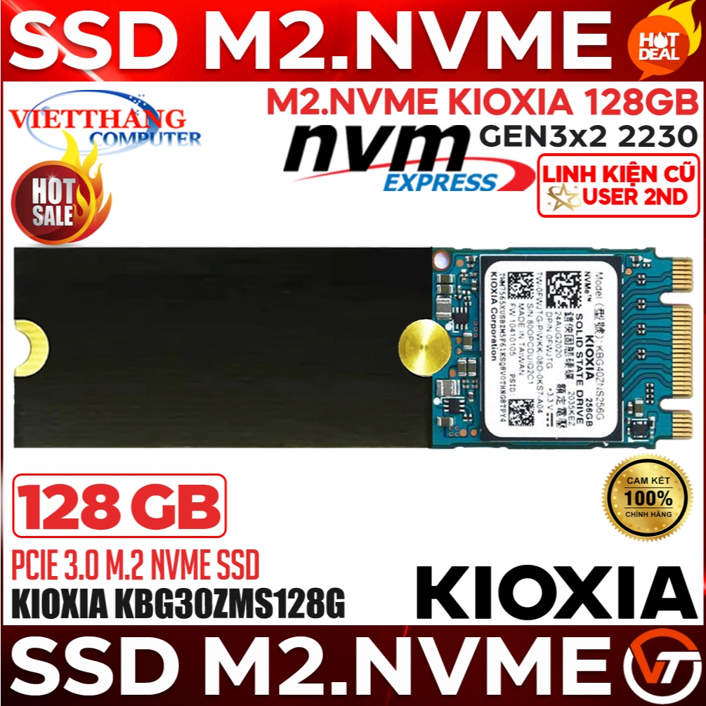 Ổ cứng SSD M2 Nvme Kioxia BG3 128GB Gen3x2 2230 Good 85% SSD Nvme cũ đã qua sử dụng ( Cũ - 2nd )