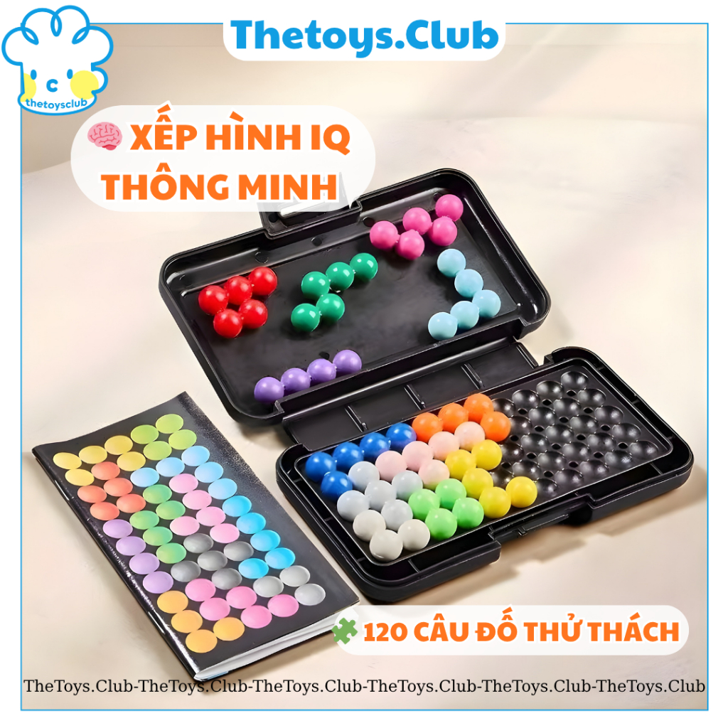 Đồ Chơi Xếp Hình IQ Cho bé - Giải Đố Hạt 2D Thông Minh, Thử Thách 120 Câu Đố Cho Bé Phát Triển