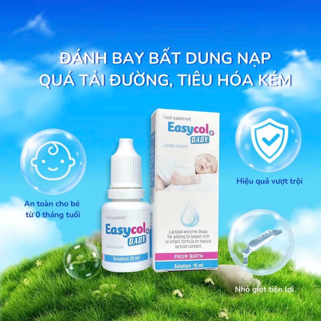 Enzyme Lactase Easycol Baby chai 15ml, cho trẻ bất dung nạp Lactose cải thiện tiêu hóa - Wiki Care
