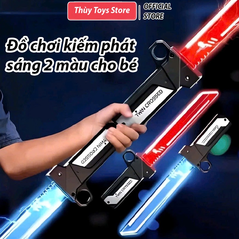 Đồ chơi hot mẫu mới kiếm pin đôi phát sáng thu gọn 2 in 1 – 2 Kiếm Ghép Thành Kiếm Đôi Siêu Ngầu