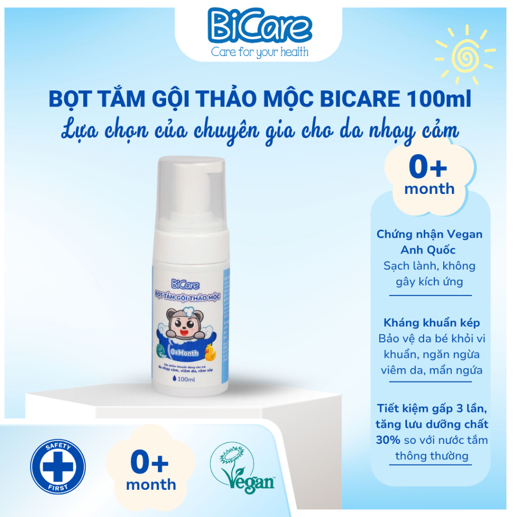 Bọt Tắm Gội Thảo Mộc BiCare Chai 100ml