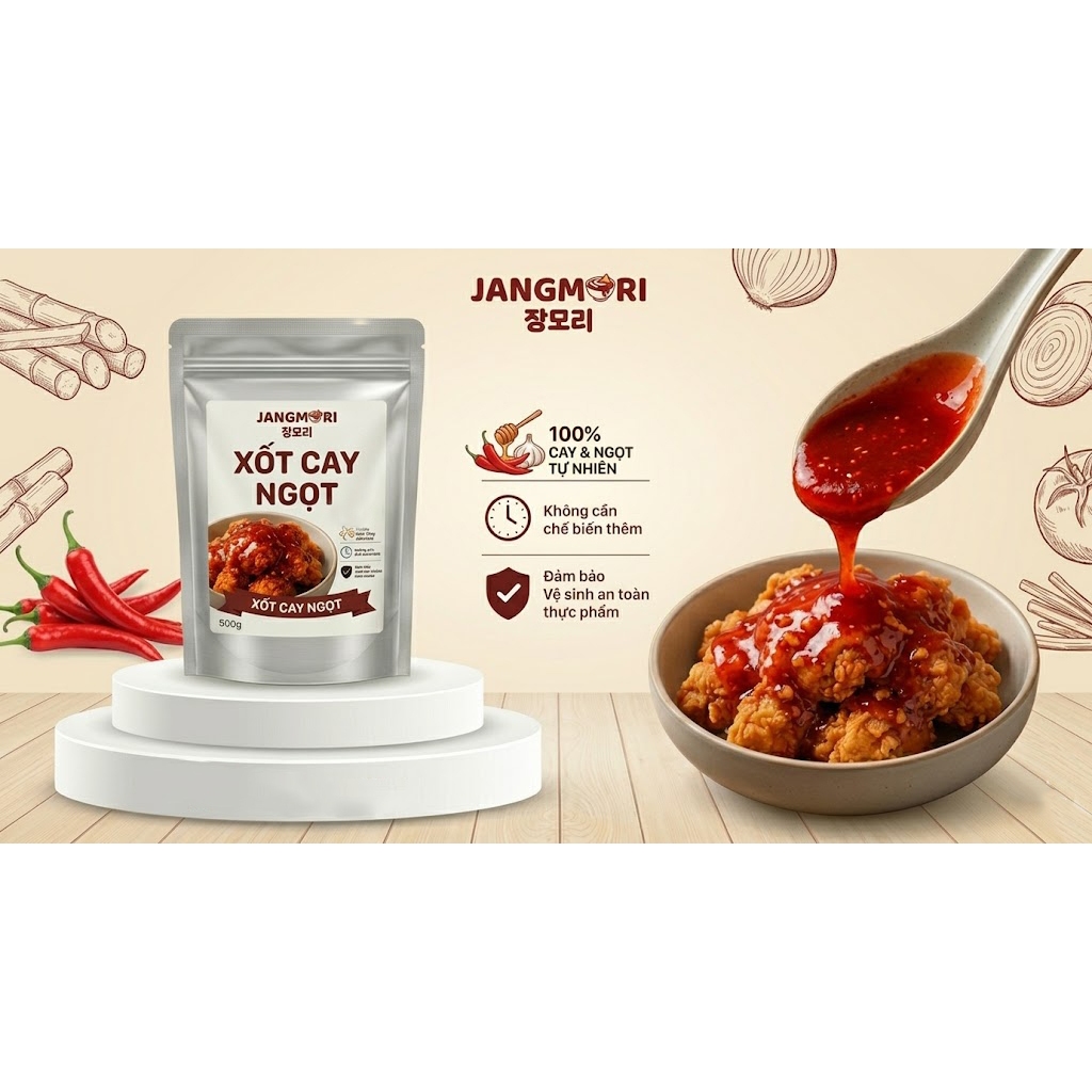 XỐT CAY NGỌT HÀN QUỐC JangMori 200g phủ gà rán , đồ chiên, nướng ...