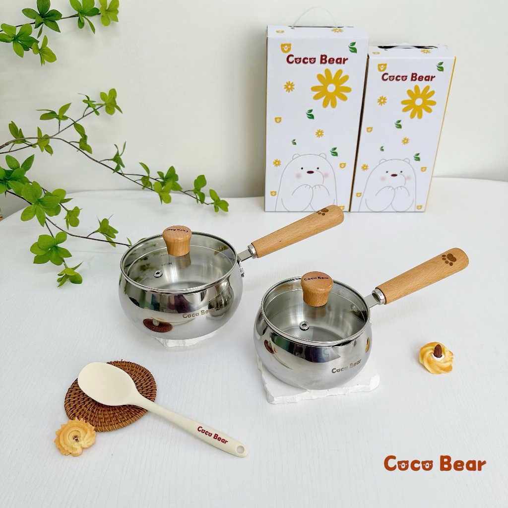 [CHẤT LƯỢNG] Quánh inox nguyên khối CocoBear, Mum BéBé, Tabesu, Okby dùng quấy cháo, quấy bột