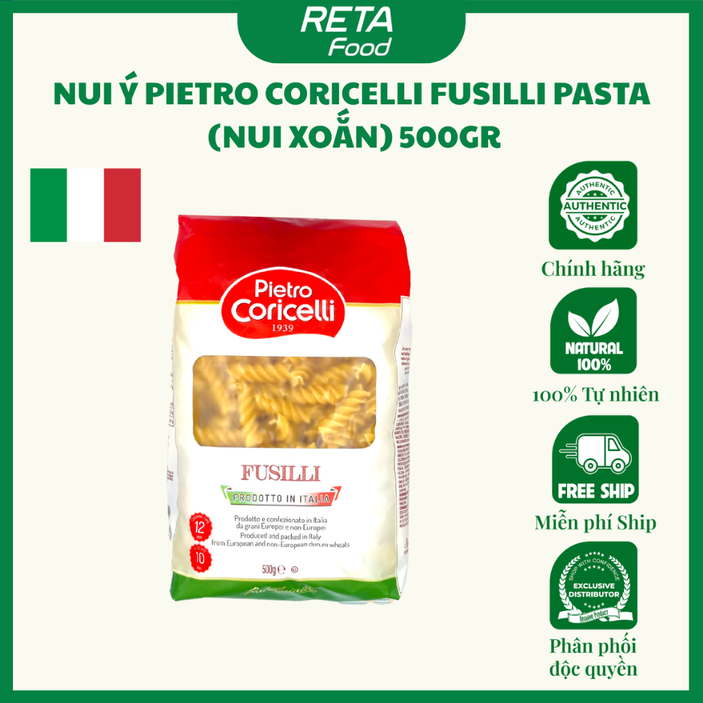 Nui Ý Pietro Coricelli Fusilli Pasta (Nui Xoắn)/Nui Ý Elbows Pasta (Nui Con Sò) 500gr