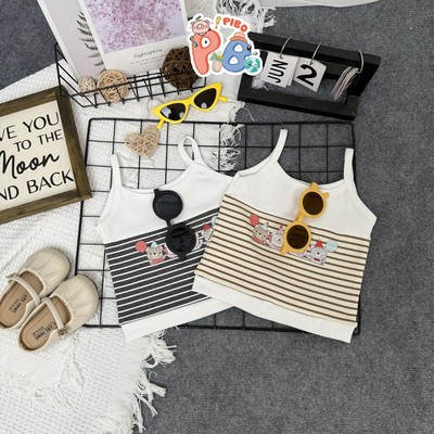 Áo 2 Dây Cho Bé Thiết Kế Lé Kẻ Thân Sành Điệu, Chất Zip Mềm Mát - SIMEEFA - Pibo Store