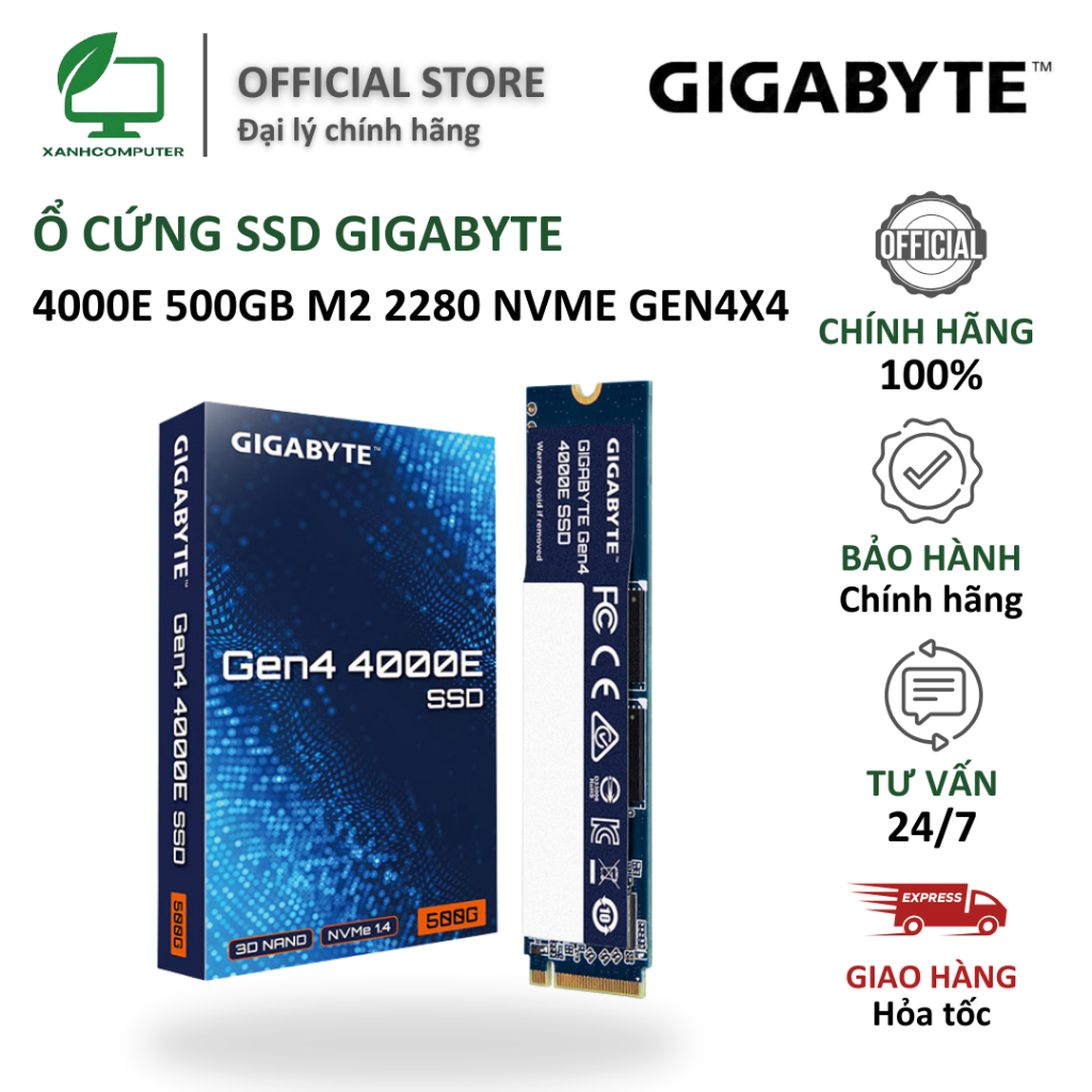 Ổ Cứng SSD GIGABYTE 4000E 500GB M2 2280 NVMe Gen4x4 | Chính Hãng | Bảo Hành 36 Tháng