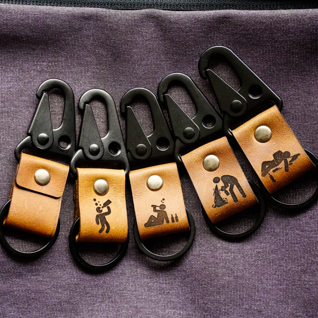 Móc khóa Drunker - Da bò thật, nhỏ gọn, cá tính chính hãng Thành Long leather store