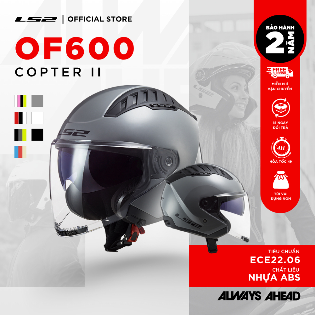 🪖 Mũ Bảo Hiểm 3/4 Hai Kính LS2 OF600 Copter II Chuẩn ECE22.06 [Chính Hãng]