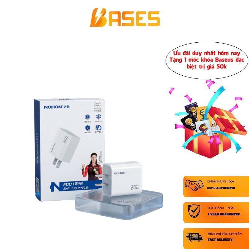Củ sạc nhanh 20W hãng NOHON , có chứng chỉ CCC