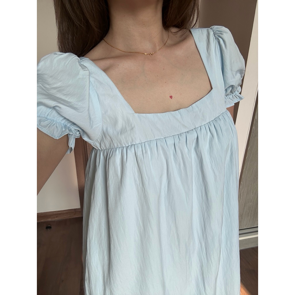 ĐẦM CỔ VUÔNG TAY PHỒNG - ĐẦM DÁNG BABYDOLL CỔ VUÔNG TIỂU THƯ | BigBuy360 - bigbuy360.vn