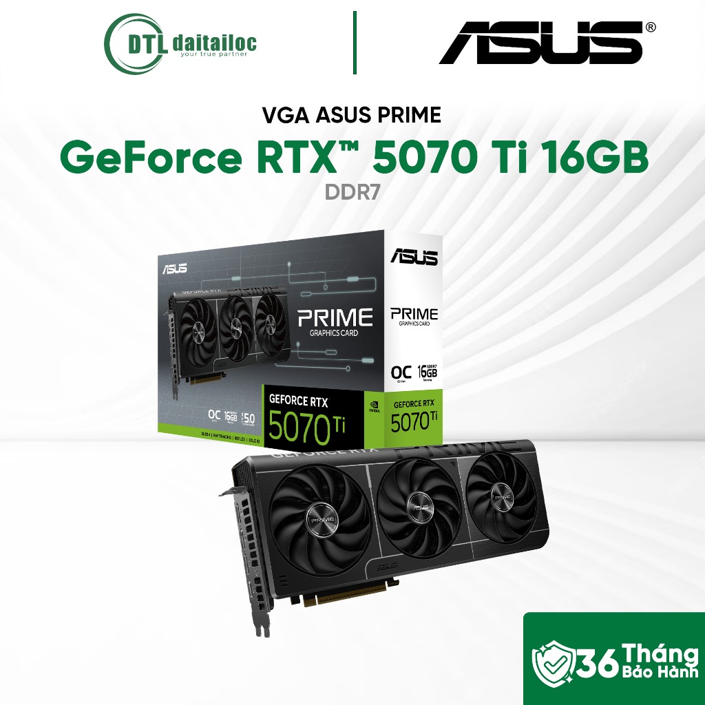 Card màn hình VGA ASUS PRIME GeForce RTX™ 5070Ti 16GB GDDR7 OC Edition | Chính Hãng | Bảo hành 36 th