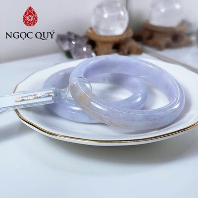 Vòng cẩm thạch A - Vòng phỉ thúy type A tím tử la lan điểm hoàng phỉ ni 52- 56 mm (Kèm kđ) LM79 - Ngọc Quý