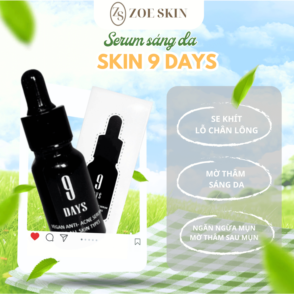 9DAYS SKIN 5ml Serum ngăn ngừa mụn và thâm , se khít lỗ chân lông giúp da sáng mịn 9DAYS SKIN ( Chín