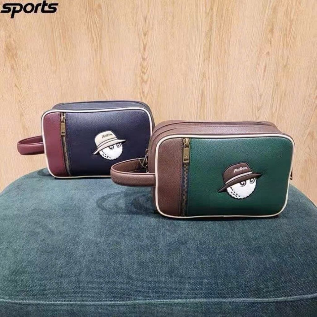 Túi cầm tay Golf Malbon cao cấp – Túi Clutch đựng phụ kiện Golf da mềm (Xanh/Đen)