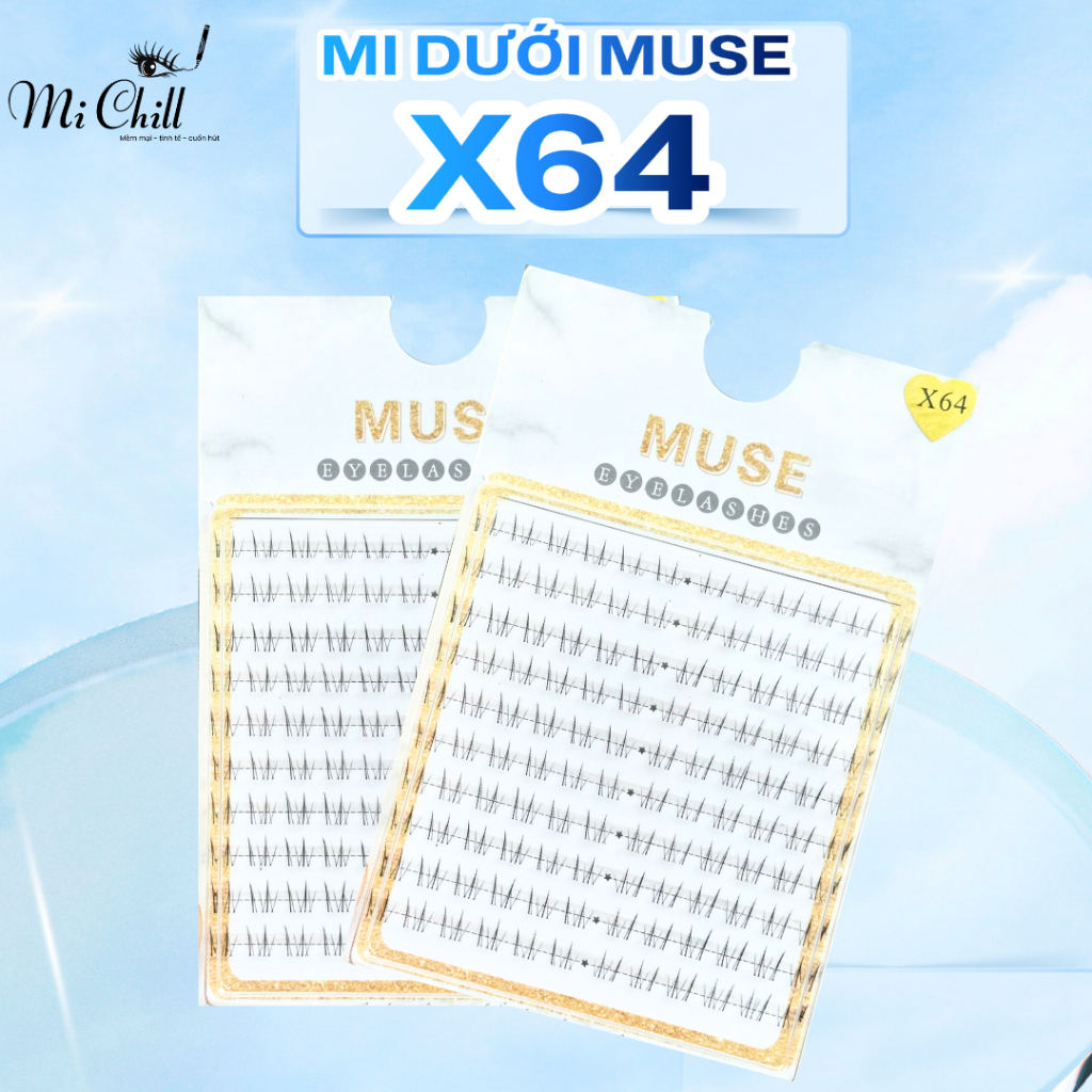 Mi Dưới X64, Mi Tơi Tự Nhiên, Hot Trend Douyin Lão Sư, Gắn Nhẹ Mắt - Mi Chill Shop