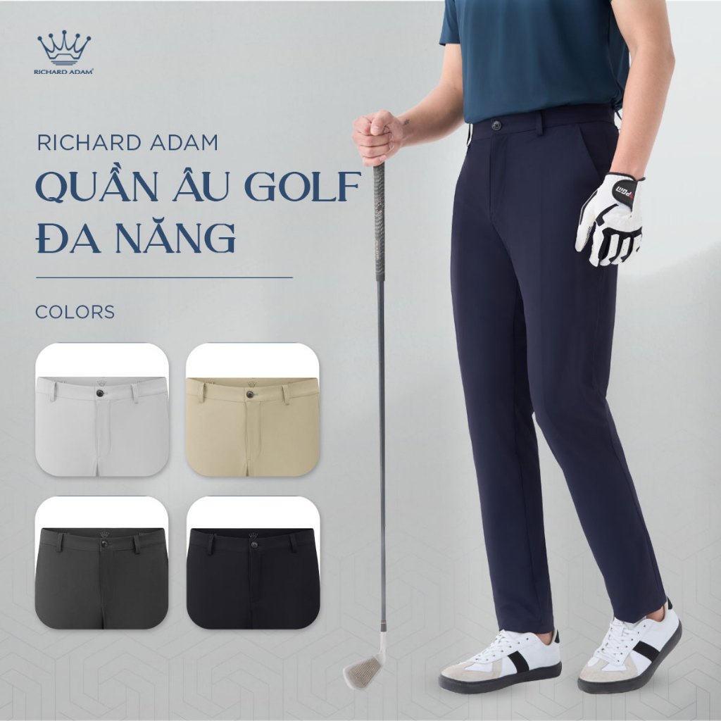 Quần Âu Golf Nam Richard Adam Vải Polymide Mềm Mại, Co Giãn, Thoáng Mát, Anti UV, Ống Suông QG021025
