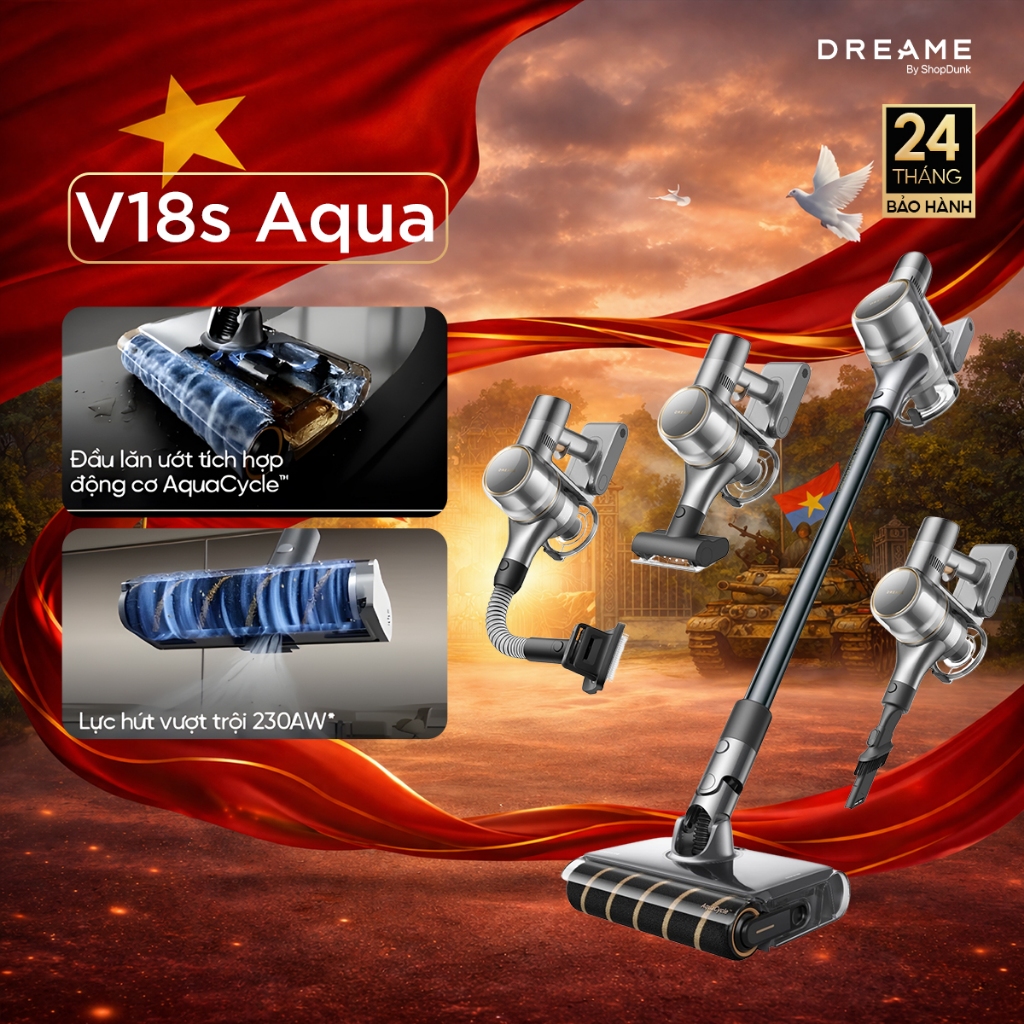 Máy Hút Bụi Cầm Tay Không Dây Dreame V18s Aqua | Hệ Thống Lọc 5 Lớp | Công Nghệ Phát Hiện Bụi Bẩn