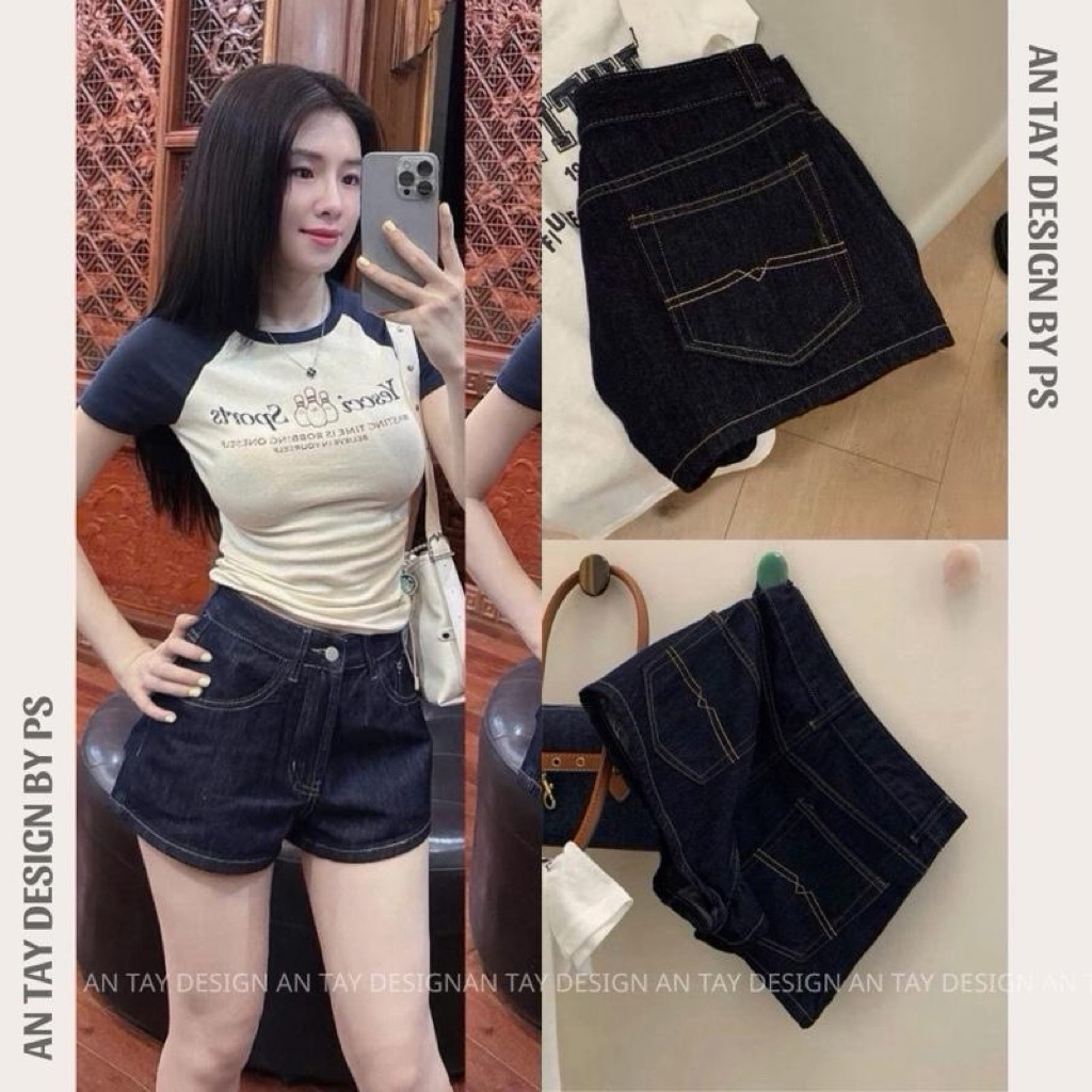Quần Short nữ Jean An Tây Thêu Túi Phong cách Hàn quốc cực Xinh #8097 |AN TÂY STORE68|