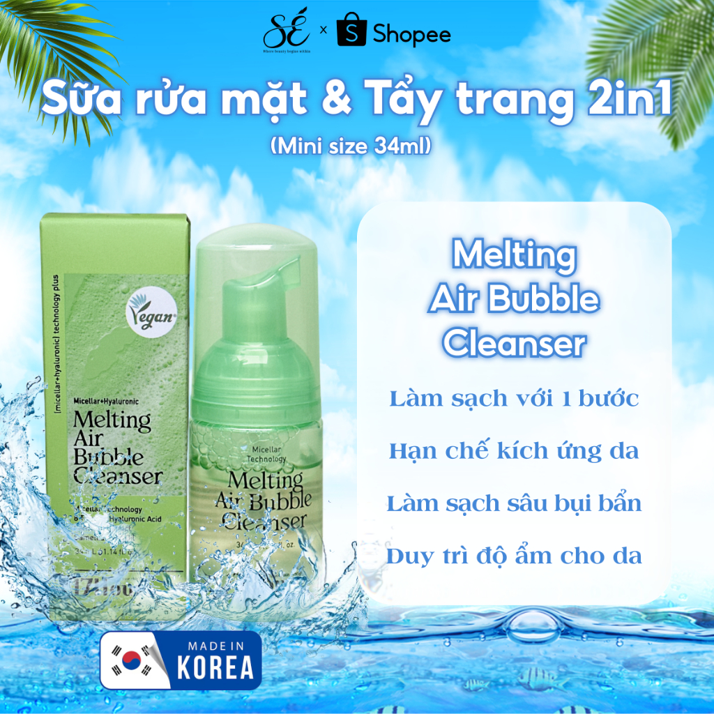 [HÀNG TẶNG KHÔNG BÁN] Sữa Rửa Mặt Tẩy Trang 17Hours 2 Trong 1 Melting Air Bubble Cleanser 34ml