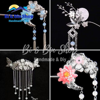 10 Phiến Hoa Đào 5 Cánh Nhọn Làm Trâm Cài Tóc, Phụ Kiện Trang Sức Cổ Trang  - PKTR120