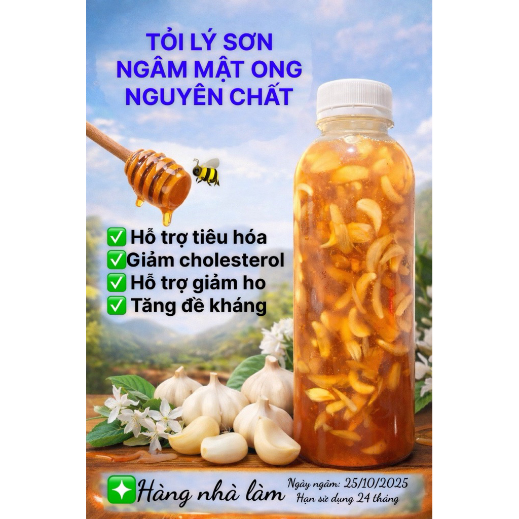 Mật ong rừng ngâm tỏi lý Sơn chai 500ML