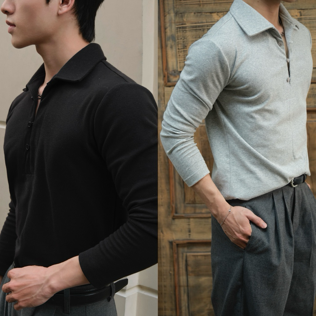 Áo Thun Dài Tay Henley Polo Shirt - VALRIC