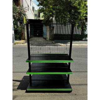 Kệ  siêu thị đôi (2 mặt) MÀU ĐEN ( Cao 1m5 x Dài 1m2 x 1 2 3 4 tầng ) tặng kèm nẹp nhựa.