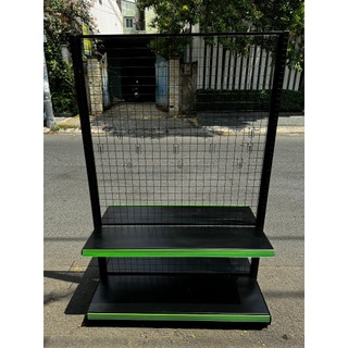 Kệ  siêu thị đôi (2 mặt) MÀU ĐEN ( Cao 1m5 x Dài 1m2 x 1 2 3 4 tầng ) tặng kèm nẹp nhựa.