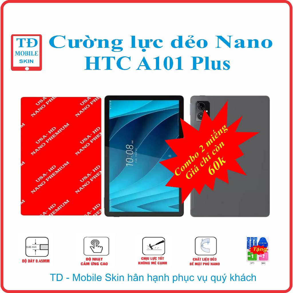 Cường lực dẻo bảo vệ màn hình máy tính bảng HTC A101 Plus