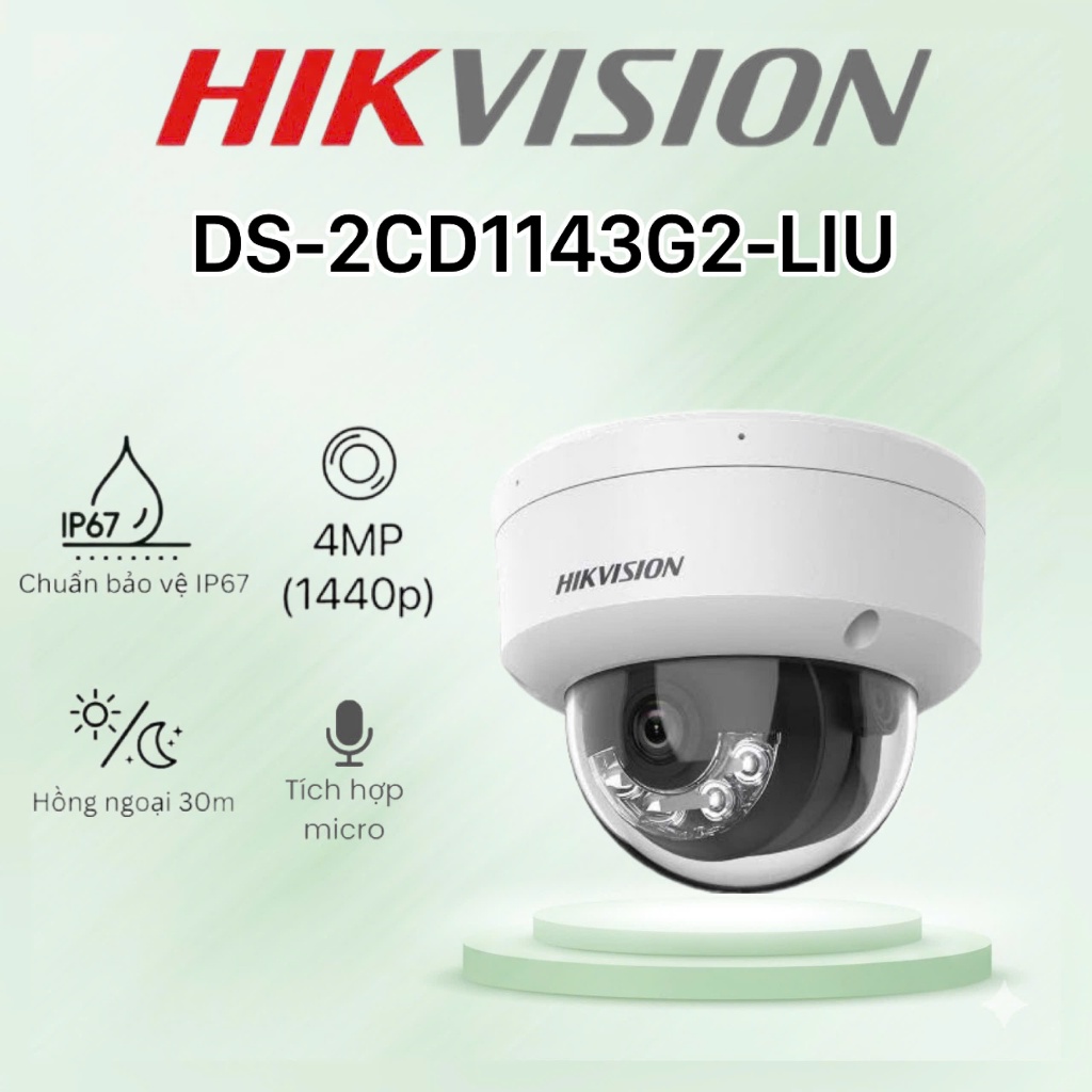 Camera IP 4MP bán cầu HIKVISION DS-2CD1143G2-LIU /  DS-2CD1143G2-LIUF - CÓ MÀU, MIC